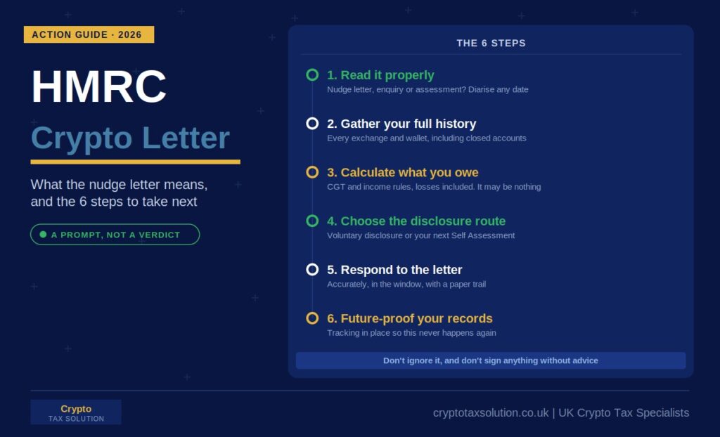 Investor responding to an HMRC crypto letter with help from a UK crypto tax specialist
